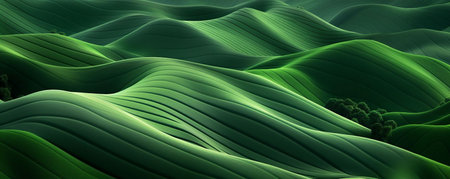 Green abstract wavy background. 3d rendering, 3d illustration.の素材