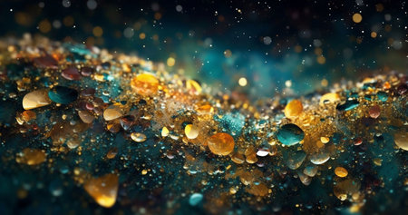 Abstract colorful background with bokeh defocused lights and water dropsの素材