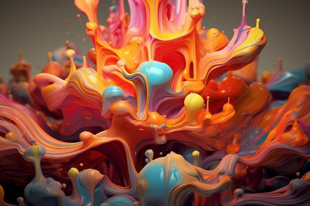 Colorful paint splashes as abstract background, 3d render illustrationの素材