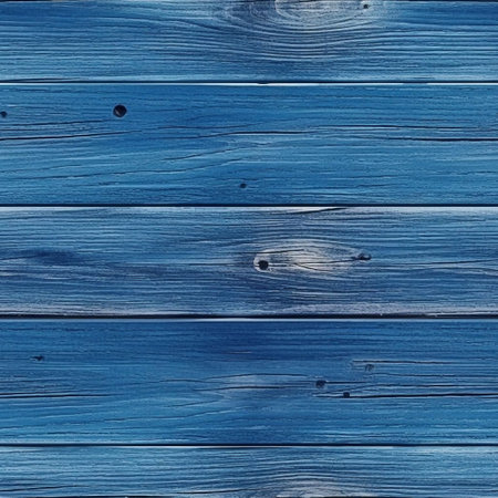 Blue wooden background with horizontal planks. Wood texture for design.の素材