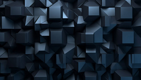 Abstract 3d rendering of chaotic black cubes. Futuristic background design.の素材