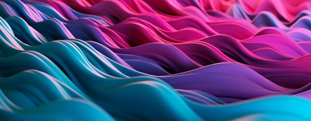 3d render, abstract background with wavy folds of colorful clothの素材