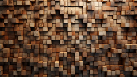 Wooden cube background. Abstract wood background. 3d rendering.の素材