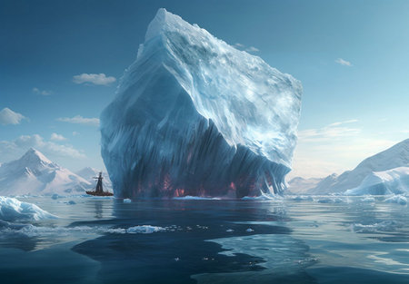 iceberg in the ocean. 3d illustration. global warming conceptの素材
