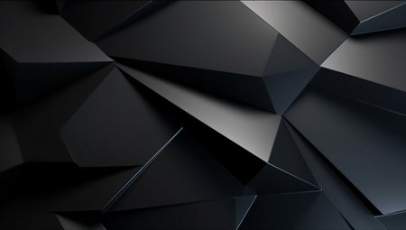 3d rendering of abstract geometric shapes in black and white colors backgroundの素材