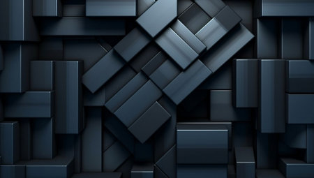 Abstract 3d rendering of chaotic black cubes. Futuristic background design.の素材