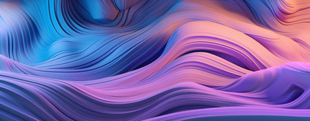 3d rendering of abstract wavy background with purple, blue and violet colorsの素材