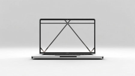Laptop with transparent screen on white background. 3D rendering.の素材
