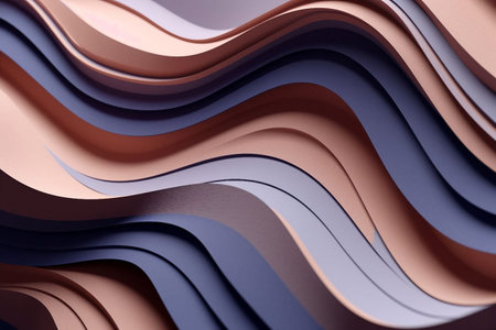 Abstract background of curved paper sheets. 3d rendering, 3d illustration.の素材