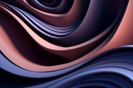 3d rendering of abstract background with wavy lines in dark colorsの素材