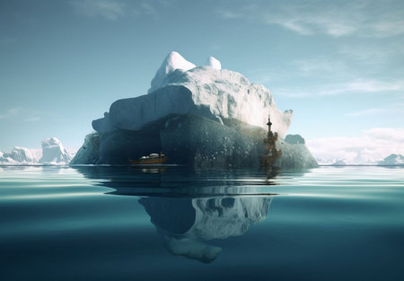iceberg in the ocean. 3d rendering. global warming conceptの素材