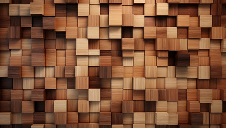 Wooden cube background. 3d rendering, 3d illustration.の素材