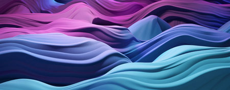 3d render, abstract background with wavy lines in blue and purple colorsの素材