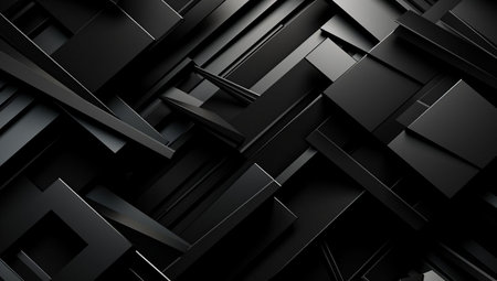 Abstract black geometric background. 3d rendering, 3d illustration.の素材
