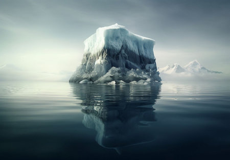 Iceberg in the ocean with reflection in water. 3d renderingの素材