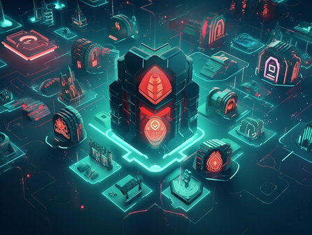 Cyber security concept, 3d rendering. computer digital drawing.の素材