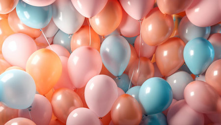 Colorful balloons background. 3d rendering, 3d illustration.の素材