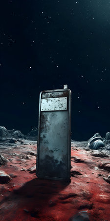 Abandoned gas tank on the background of the night sky.の素材