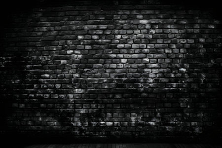 Black brick wall texture background. Black and white brick wall texture.の素材