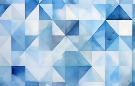 Blue and white watercolor background with triangles. watercolor pattern.の素材