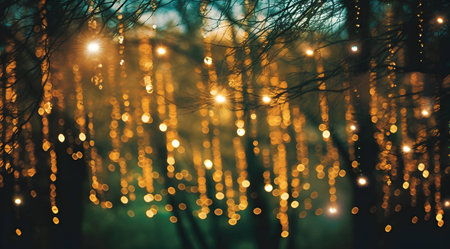 Bokeh lights in the forest. bokeh background.の素材