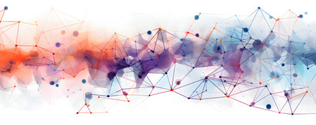 Abstract Polygonal Space Background with Connecting Dots and Linesの素材