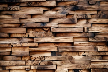 Wooden wall of logs as an abstract background. Texture of wood.の素材