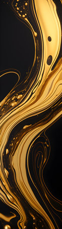 Liquid gold paint splash on black background. Fluid art. Vector illustrationの素材