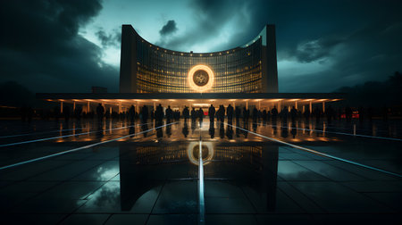 Night view of the entrance house.の素材