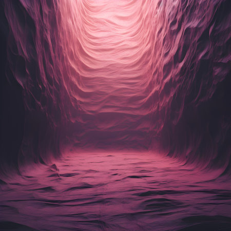 abstract scene in a dark room with pink lighting, 3d illustration.の素材