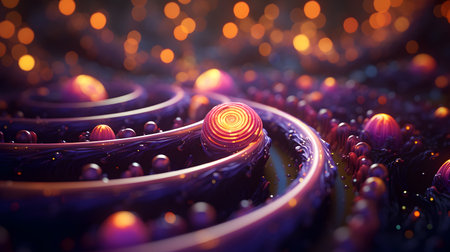 3d rendering of abstract fractal. Creative glowing spiral design.の素材