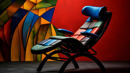 Colorful modern armchair in the room. 3D illustration.の素材