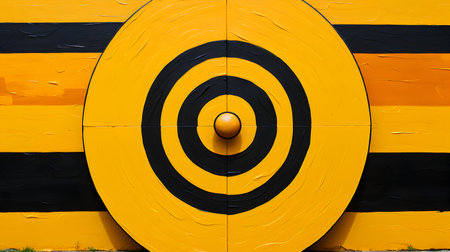 Black and yellow target in the center of the bullseye.の素材