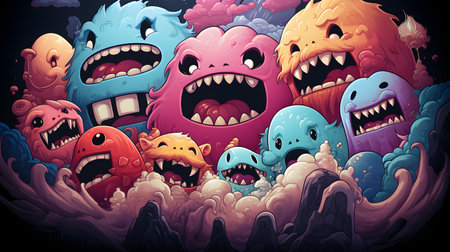 Cartoon monster background. Illustration for your design.の素材