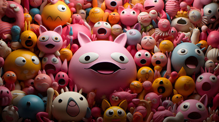 Piggy bank and many other funny animals. 3D renderingの素材