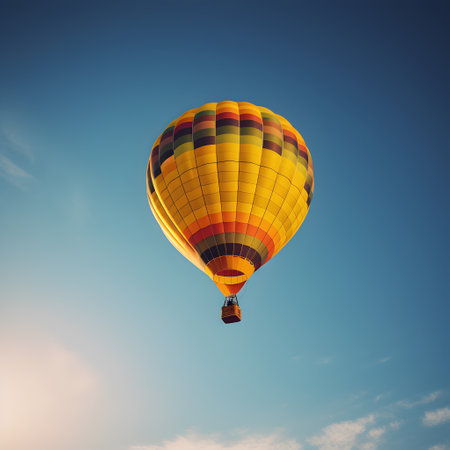 Hot air balloon in the blue sky. Colorful hot air balloonの素材