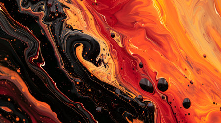 Traditional Ottoman Turkish marbling art patterns as abstract colorful background with golden elementsの素材