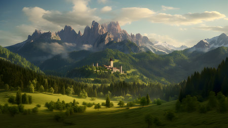 Fantastic panorama of the Dolomites mountains in Italy.の素材