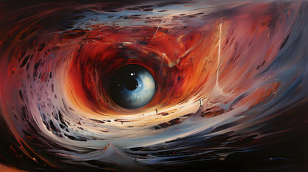 Eye in abstract space. Computer generated 3D photo rendering. Visionの素材