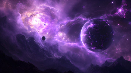 Planets and galaxy, science fiction wallpaper. Beauty of deep space. Billions of galaxies in the universe Cosmic art backgroundの素材