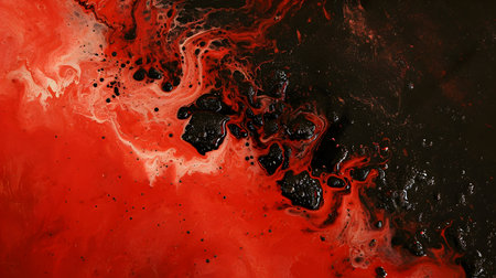 Abstract background of red and black acrylic paint. Liquid marble texture.の素材