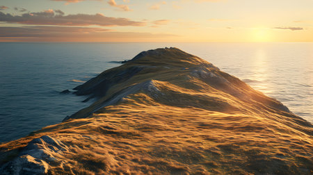 Sunset over the sea. 3d rendering. Computer digital drawing.の素材
