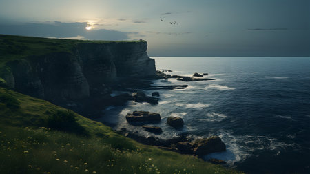 Cliffs of Moher at sunset, Cliffs of Moher, County Clare.の素材