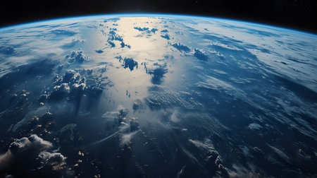 View of the planet Earth from space during a sunrise.の素材