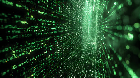 Binary code background, 3d render, computer generated abstract backgroundの素材