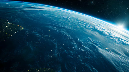 Night view of planet Earth from space with visible country borders. 3D illustration.の素材