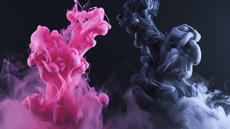 Pink and black ink in water. Abstract background. 3d renderingの素材