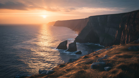 Cliffs of Moher at sunrise.の素材