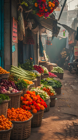 Fruit and vegetable market in Kolkata.の素材