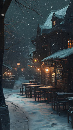 Beautiful winter night in the old town.の素材